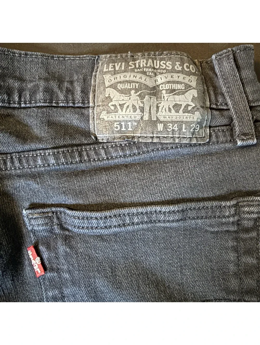 Levi’s 511 Slim Jeans Men’s 34x29 Black Water Less Stretch Denim